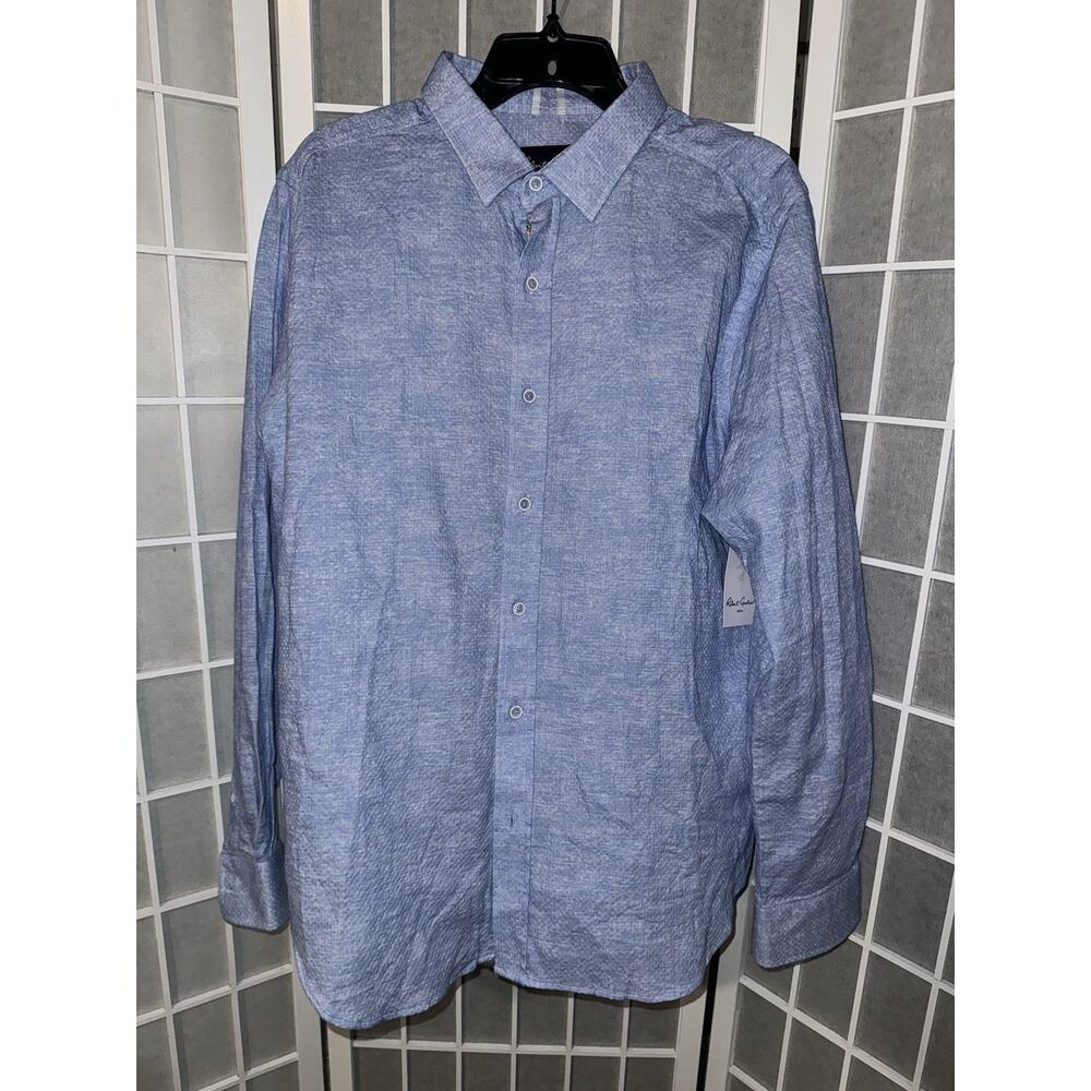 Robert Graham Reid Mens XL Blue Heathered Long Sleeve Casual Button Down